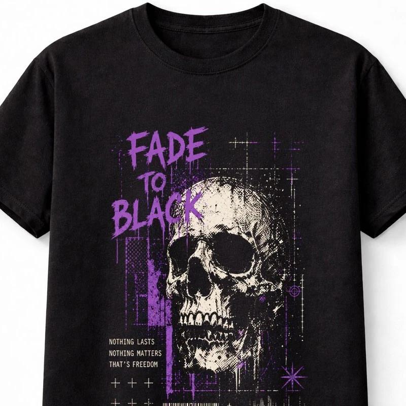 Fade To Black Skull Gothic Grunge Alternative Graphic Unisex TShirt S