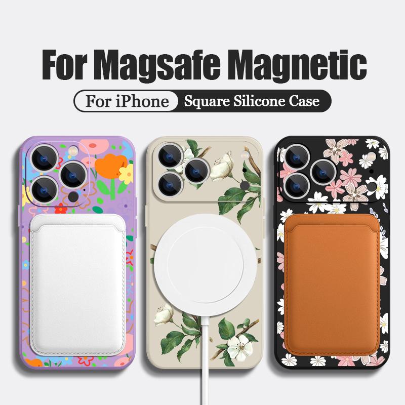 Süßes Blumenmuster Magnetische Hülle Für iPhone 17e 17 16 15 14 13 Pro Max 16e 13 Für Magsafe Kabelloses Laden TPU Handyhülle