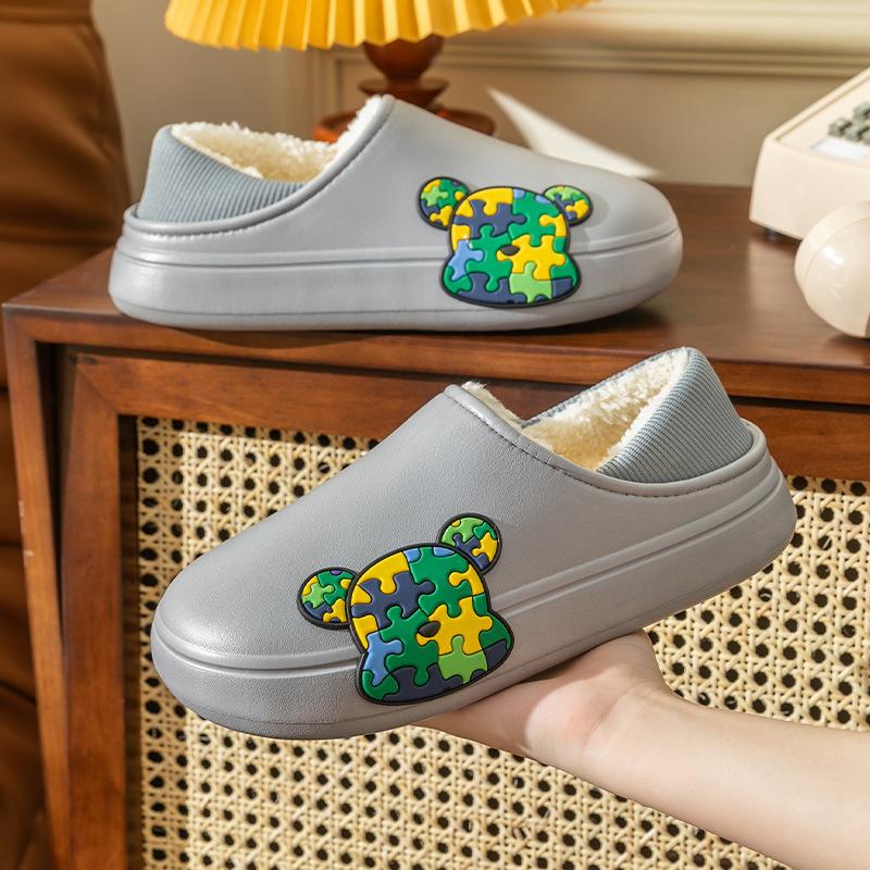 

Waterproof cotton shoes women s bag heel thick sole outer wear soft plush home indoor thermal cotton slippers men s winter 40-41 [Suitable for 39-40 feet]