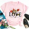 Fashion Women T Shirt Flower Printed T Shirt Casual Black Tops 90s Ladies Girl Tee Shirt Female Harajuku Graphic T -Shirt