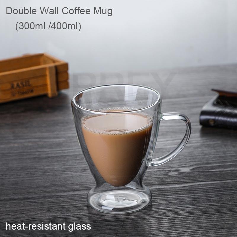 BORREY Double Wall Glass Mug High Borosilicate Heat Resistant Tea Milk Lemon Juice Coffee Water Cup Tumbler Mug Cappuccino Latte