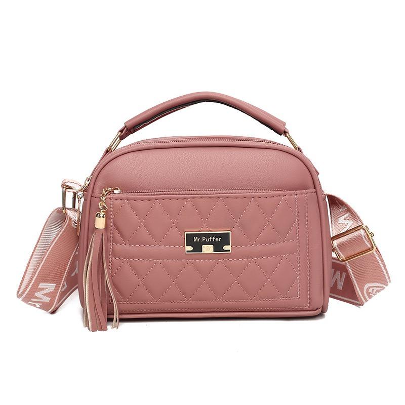 New Soft Leather Fringed Small Bag In Early Autumn, Women's Rhombus Portable Multi-layer Practical Single Shoulder Oblique Span Bag