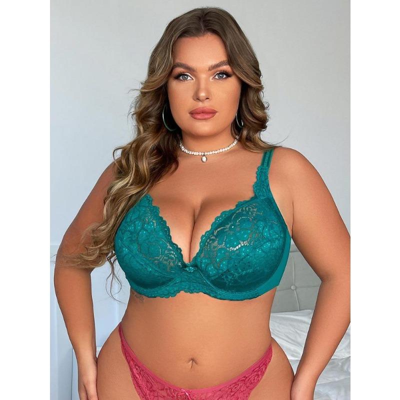 Sexy Krajková Podprsenka Plus Size pro Ženy Ultra Tenká Vykrojená Prodyšná Jednobarevná