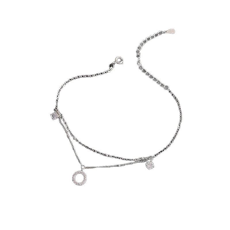 Geometric Double-Layer Circle Anklet for Women - Elegant, Versatile, and Fashionable