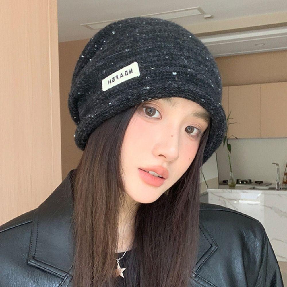 Trendy Wool Beanies Hat Vintage Knitted Hat Casual Winter Pullover Hat  Spring and Summer