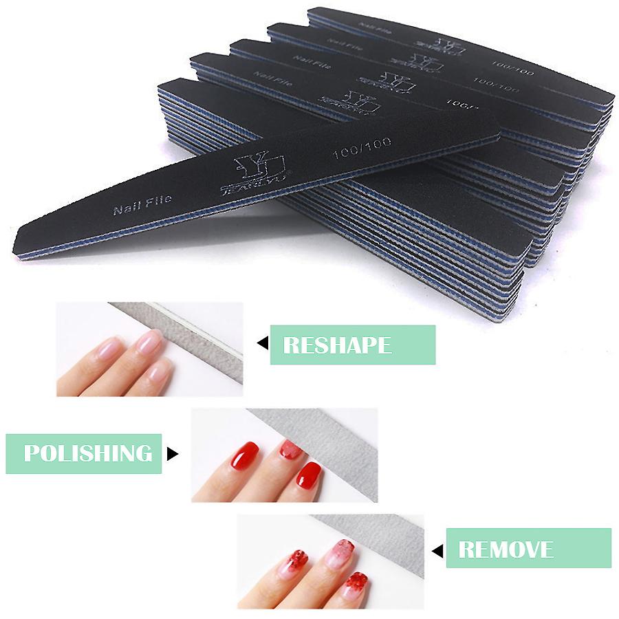5 Pezzi Lima per Unghie 80/100/150/180/240 Grana Doppia Faccia Mezza Luna Carta Vetrata Lima per Unghie Rimuovi Cuticole Buffer Strumenti per Manicure