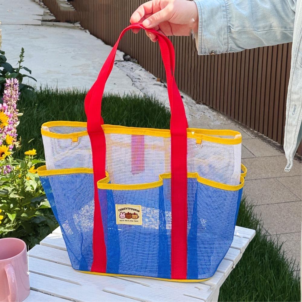 Gauze Mesh Beach Bag Dry Wet Mesh Handbag Toiletry Bag Summer Shoulder Bag Outdoor