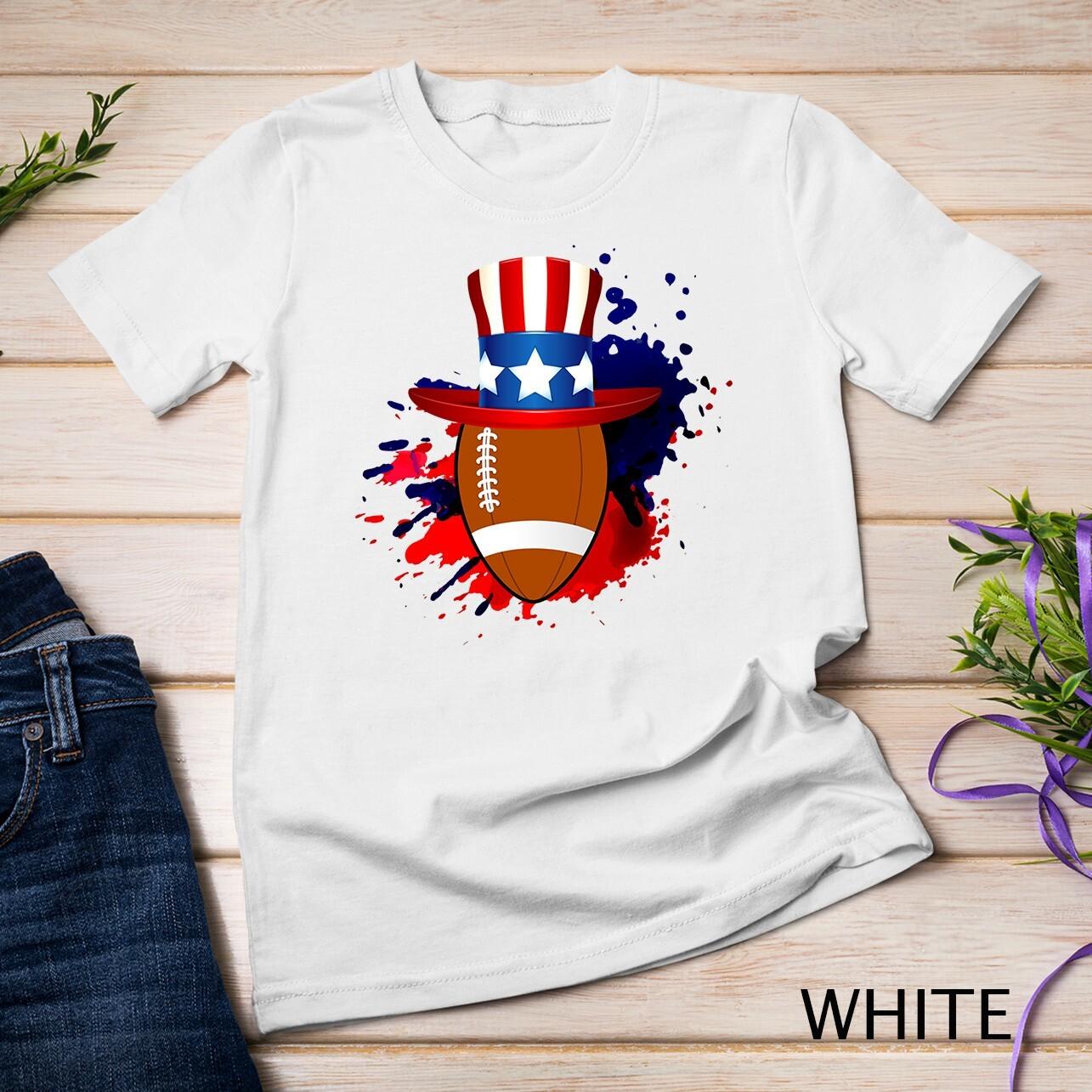 Football US Hat 4th of July Funny Sport Gift Unisex T-Shirt Mens Womens Tees Top S