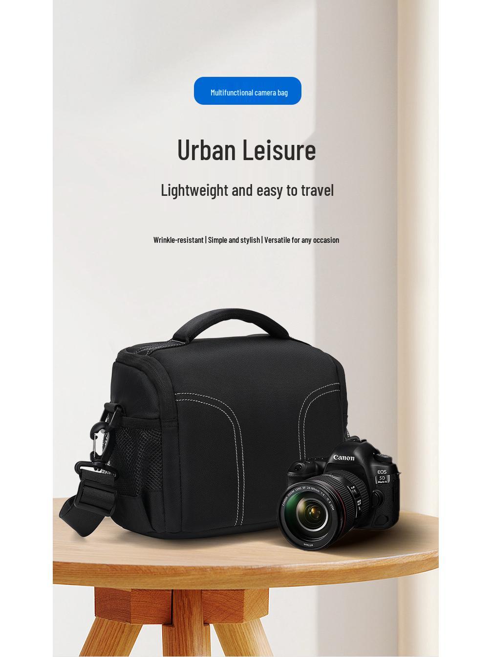 

New 2023 Portable SLR Camera Bag – Compact, Thickened, Waist or Crossbody Design 26x19x13 cm чёрный