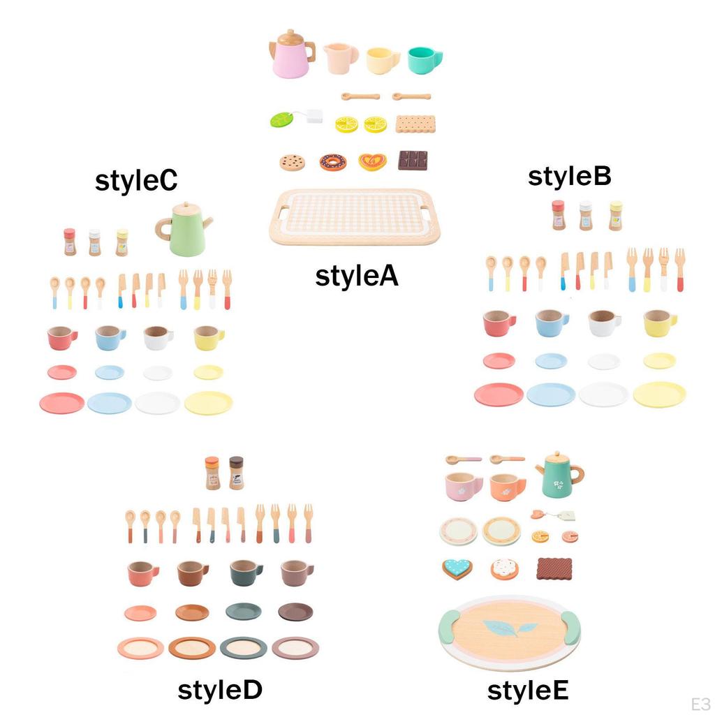 Children's Tea, Afternoon Tea Game, Wooden Cups, Educational Kitchen Accessories, Toys