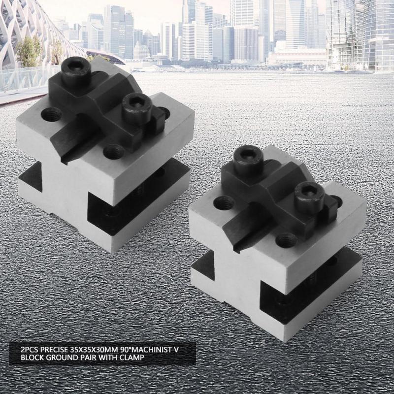 2pcs//Set HT200 Precise 35x35x30mm 90°Machinist V Block Ground Pair with Clamp