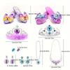 Princess Dress-Up Toy Set With Crystal Shoes,Necklace,Earrings,And Jewelry Box For Kids - Idea For Birthday Parties And Playtime
