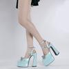 New fashion water platform thick heel hate sky high pointed satin high heel catwalk show women's single shoes rhinestone women's shoes