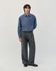 WORK ON BODY OFF Three-Tuck Semi-Wide Striped Slacks [Gray]