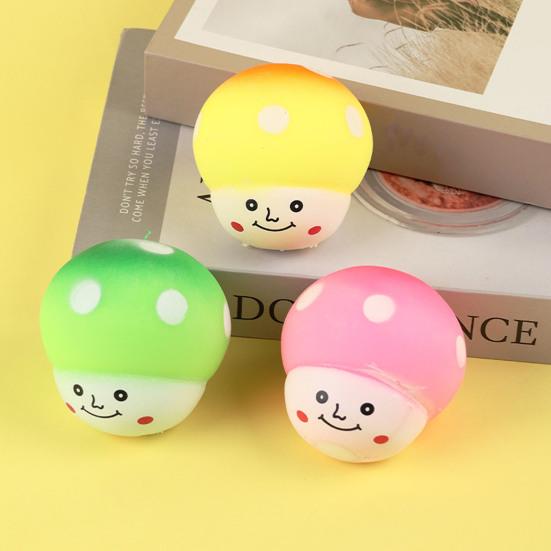 Squeeze Toy Mushroom Shape Slow Bright Color Stress Rebound Decompression Toy Relief Ball Desktop Ornament