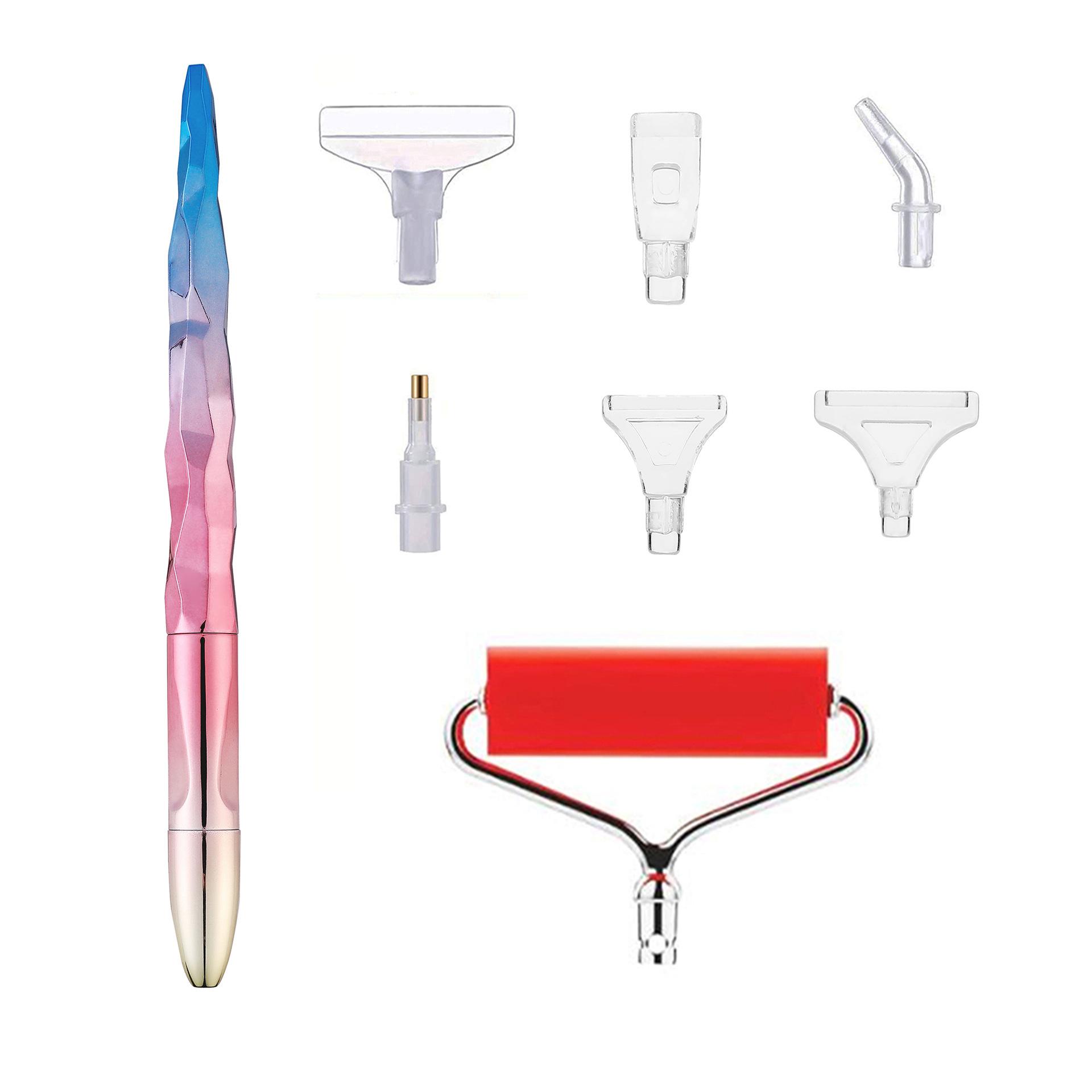 

Новая 5D алмазная живопись точечная ручка для сверления 6 сменных насадок наборы аксессуары для алмазной живописи с роликом