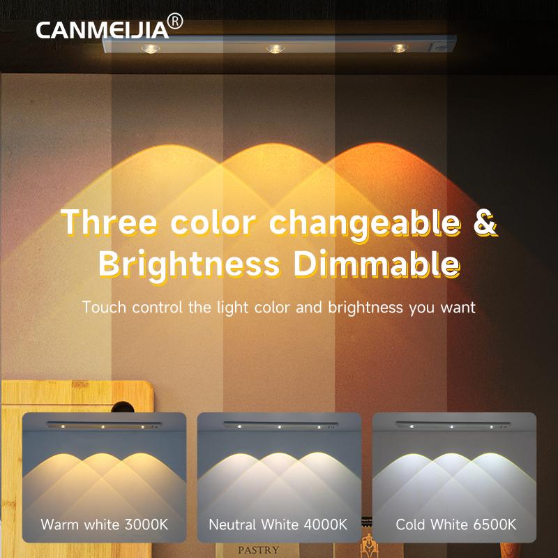 

CANMEIJIA Беспроводной датчик движения Свет для шкафа Светодиодный ночник с регулируемой яркостью USB Перезаряжаемый для кухни, гардероба, кабинета, спальни, домашнего декора