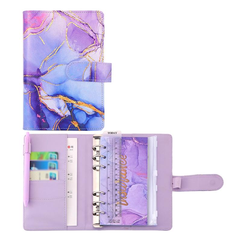 Marble A6 Budget Binder for w/ Budget Sheets Cash Envelopes Bag Colored Label Stickers for Budgeting Cash Budget Organiz