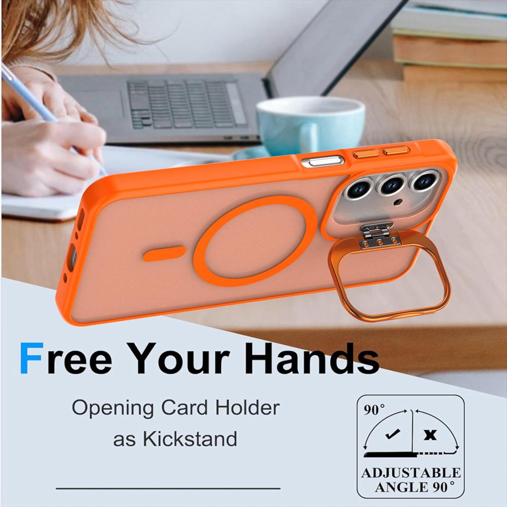 KEYSION Lens Stand Magnetic Phone Case for MagSafe for Samsung Galaxy A55 5G A35 A25 A15 A05S Matte Translucent Shockproof Cover
