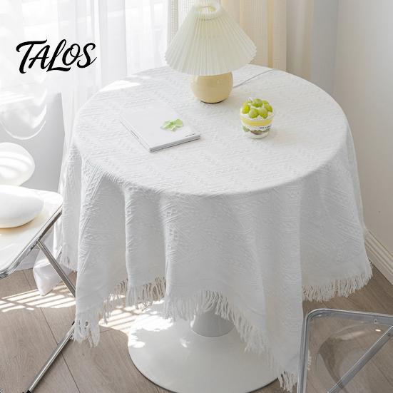 Table Pad Tablecloth Tassel Design Heat Resistant Breathable Washable Non Insulation Pilling Non-slip Cover for Dining Room