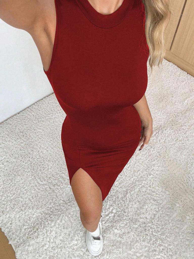 Women's Elegant Casual Sleeveless Slit Dress - Spring/Summer 2026 Collection