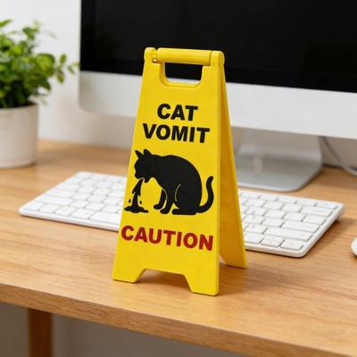 Yousheng Cat Vomit Caution Sign Humorous Cat Puke Warning Sign Novelty Gag Gifts for Pet Lovers Home Desk Decor