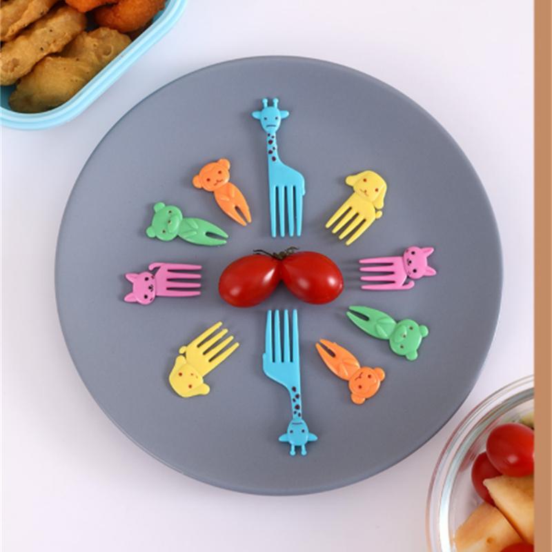 Animal Farm Fruit Fork Mini Cartoon Children Snack Cake Dessert Food Fruit Pick Toothpick Bento Lunches Random Color Party Decor