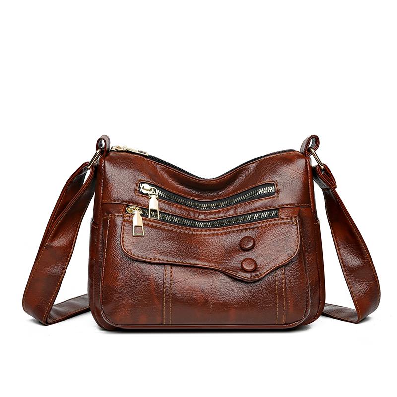 Women's Crossbody Bag Soft Leather Shoulder Bag Large Capacity Middle-aged Women's Bag Mother Bag
