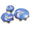 3PCS Wooden Tambourine Double Row Bell Jingles Hand Held Drum Hand Percussion Instrument for Adults Kids 6in 8in 10in