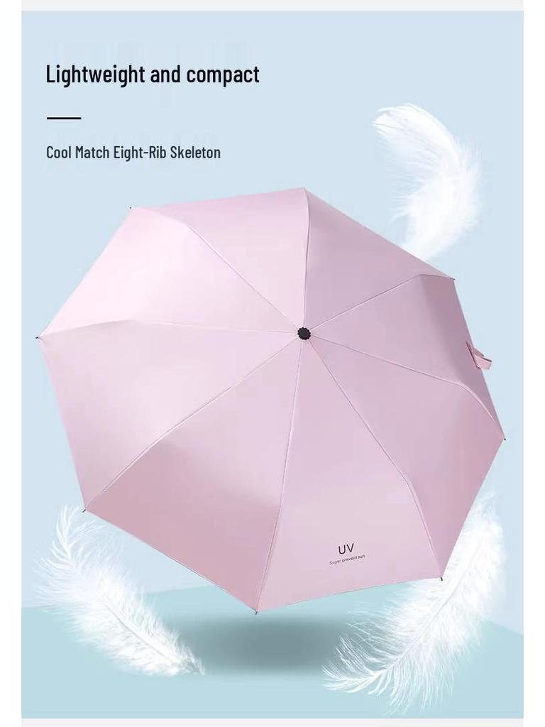 Women's Sun & Rain Dual-Use Compact Umbrella - Reinforced, Anti-UV, Extra Large, Fresh Style