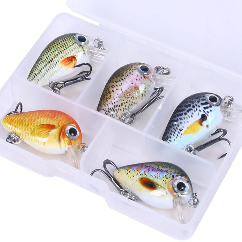 5-Piece Mini Crankbait Fishing Lure Set 1.5g 2.7cm Freshwater Bass Pike Perch