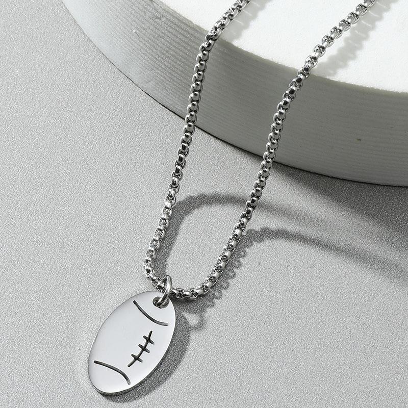 Rugby Titanium Steel Necklace, Fashionable and Versatile Necklace Jewelry for Men and Women 60CM