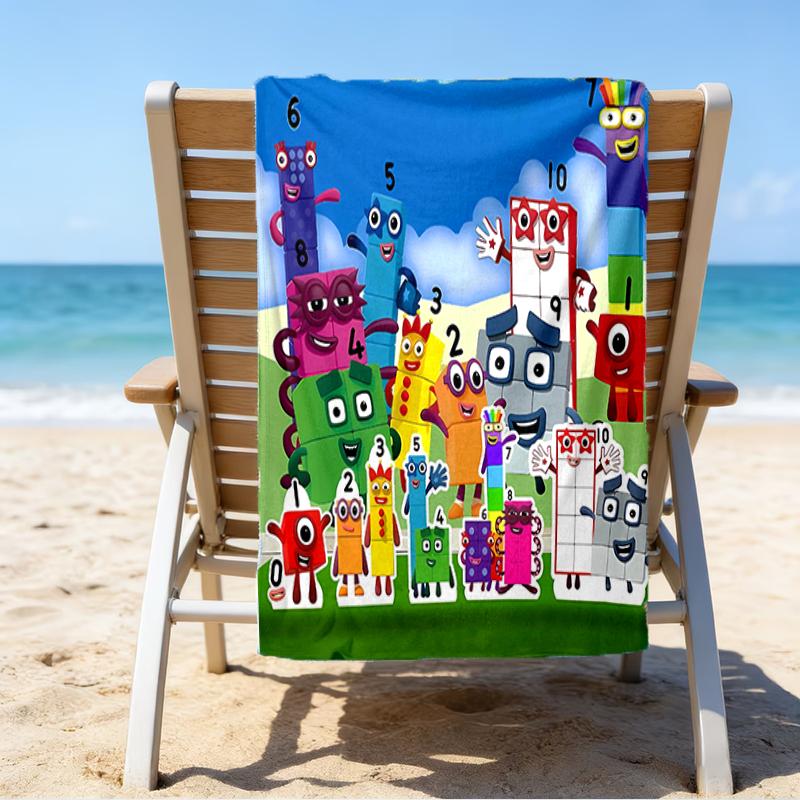 proof beach towel with a Numberblocks3 pattern - soft,absorbent,quick-drying,machine washable - perfect for swimming,camping,bathing