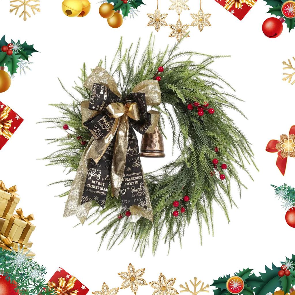 Artificial Christmas Wreath Vintage Farmhouse Artificial Front Door Ornaments Holiday Garland For Indoor Home Apartment Living