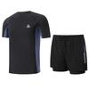 Comprehensive Sports Series Quick-Dry Breathable Color-Block Short Sleeve Double-Layer Loose Fit Swimwear Set Men Swimwear Black YSZ4032+4033