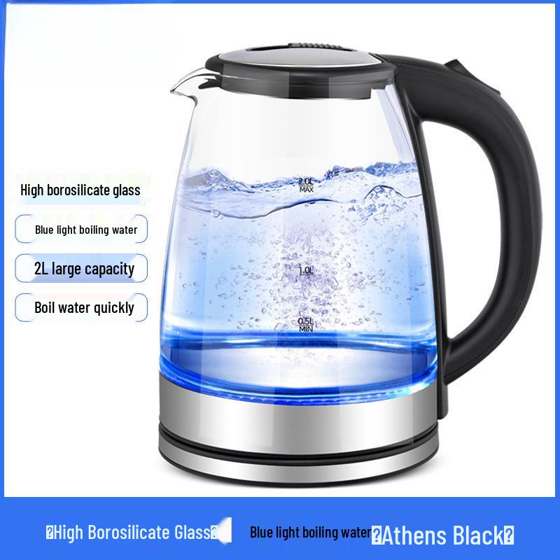 

High-Temperature Resistant Glass Electric Kettle: Large Capacity, Auto Power-Off, Transparent, Insulated, Free Shipping