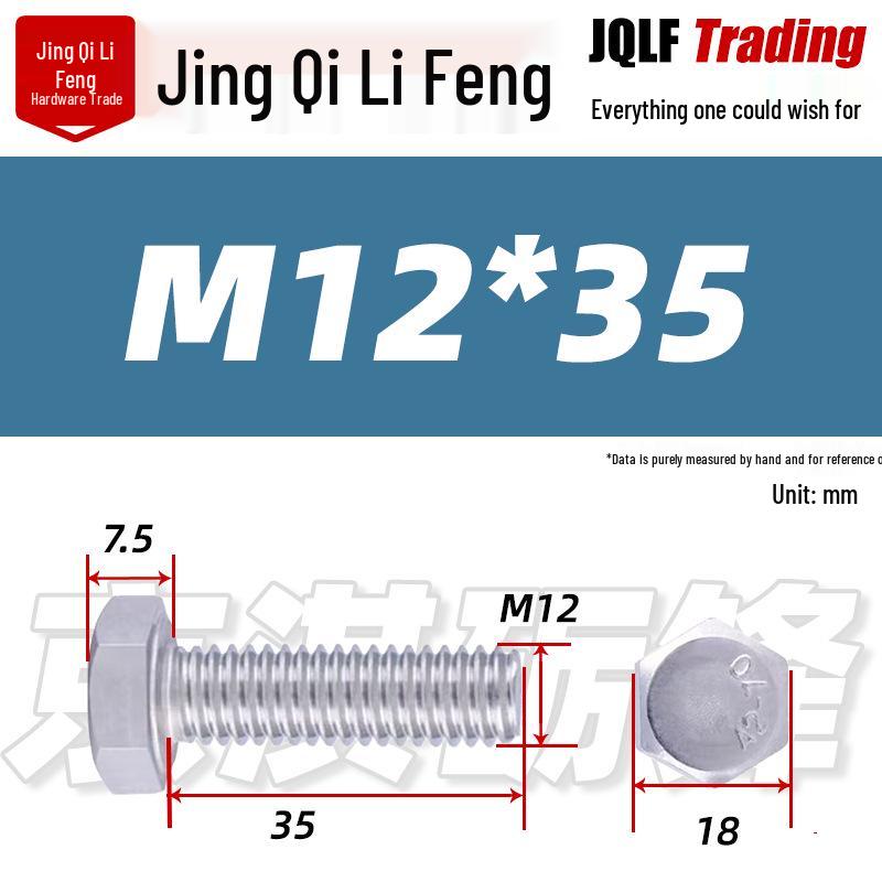 201 Stainless Steel Hex Head Full Thread Bolt: Wear & Corrosion Resistant, M4-M14 for Aerospace Machinery