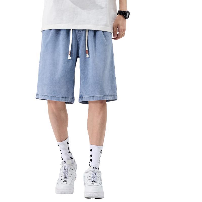 

Новые летние джинсы-капри из ледяного шелка, японские свободные шорты, мужские брюки средней длины 4XL