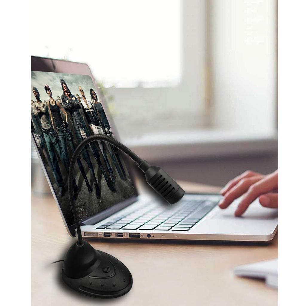 3.5mm Mini Condenser Gooseneck Microphone with Stand, 1.3m Cable, ONOFF Switchable, 360° Omnidirectional, for PC