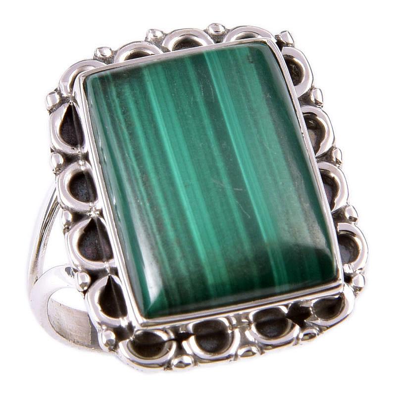 Natural Malachite Gemstone 925 Solid Sterling Silver Jewelry Ring Size 9.5 U7k03