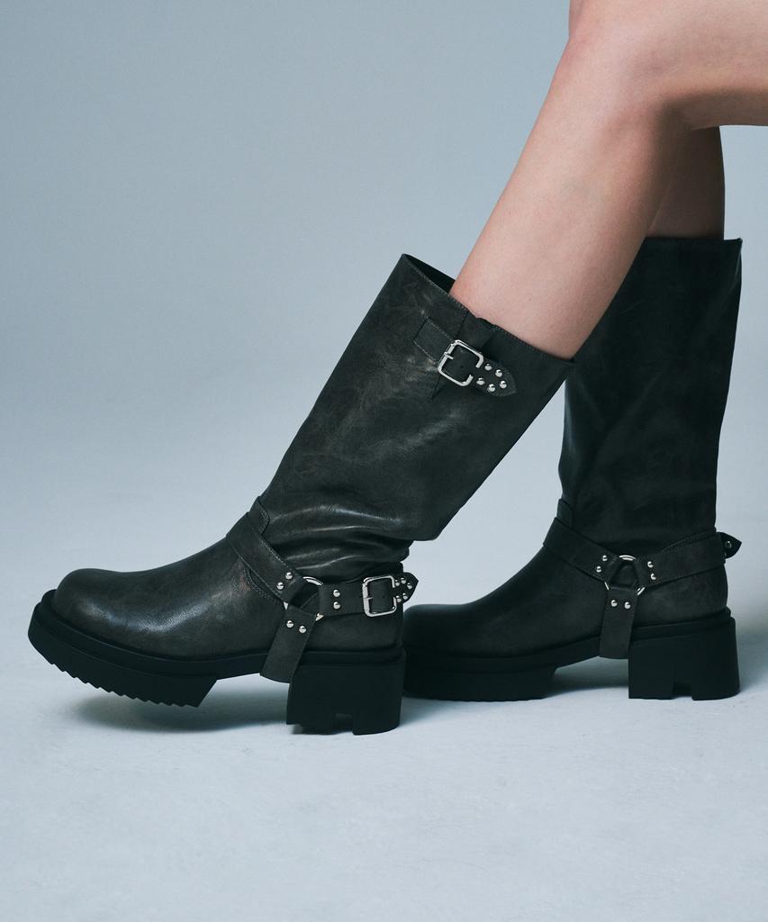 Salt And Chocolate Round Toe Rider Buckle Boots 412446014 (6Cm/3 Colors)