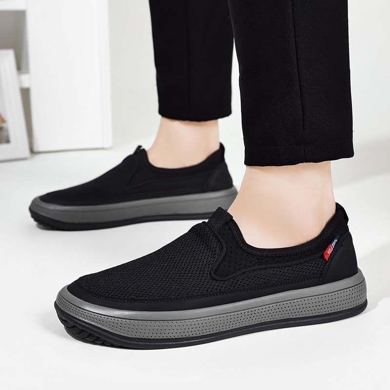 Men's shoes summer breathable cloth shoes one pedal lazy comfortable work shoes mesh work shoes men