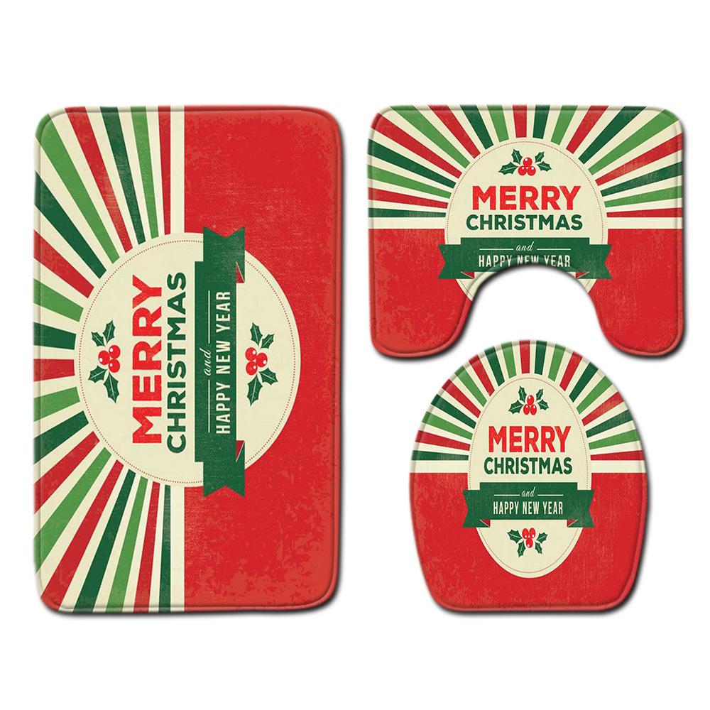 Christmas Bathroom Floor Mat Toilet Three-Piece Set