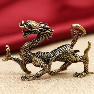Brass Azure Dragon White Tiger Vermillion Bird, Black Tortoise Figurines Lucky Prosperous Beast Decor Office Desktop Ornament