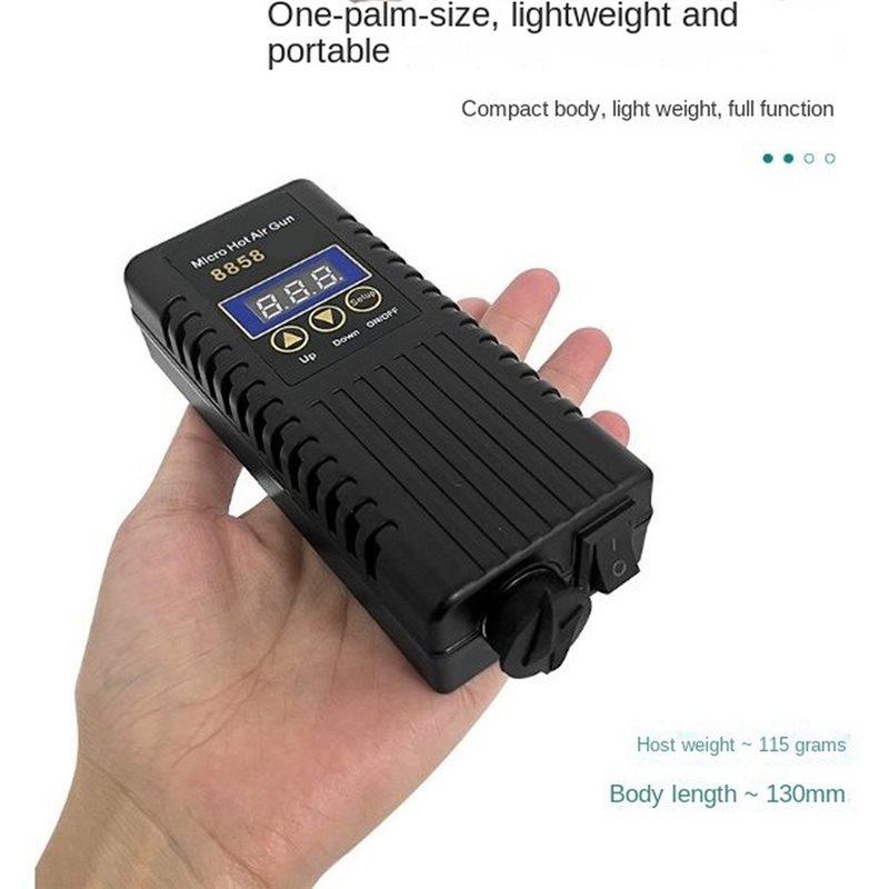 AT19-1Set Hot Air Rework Station, LCD Digital Display Soldering Hot Air Guns, Portable Mini Rework Dryer-Type Solder EU Plug