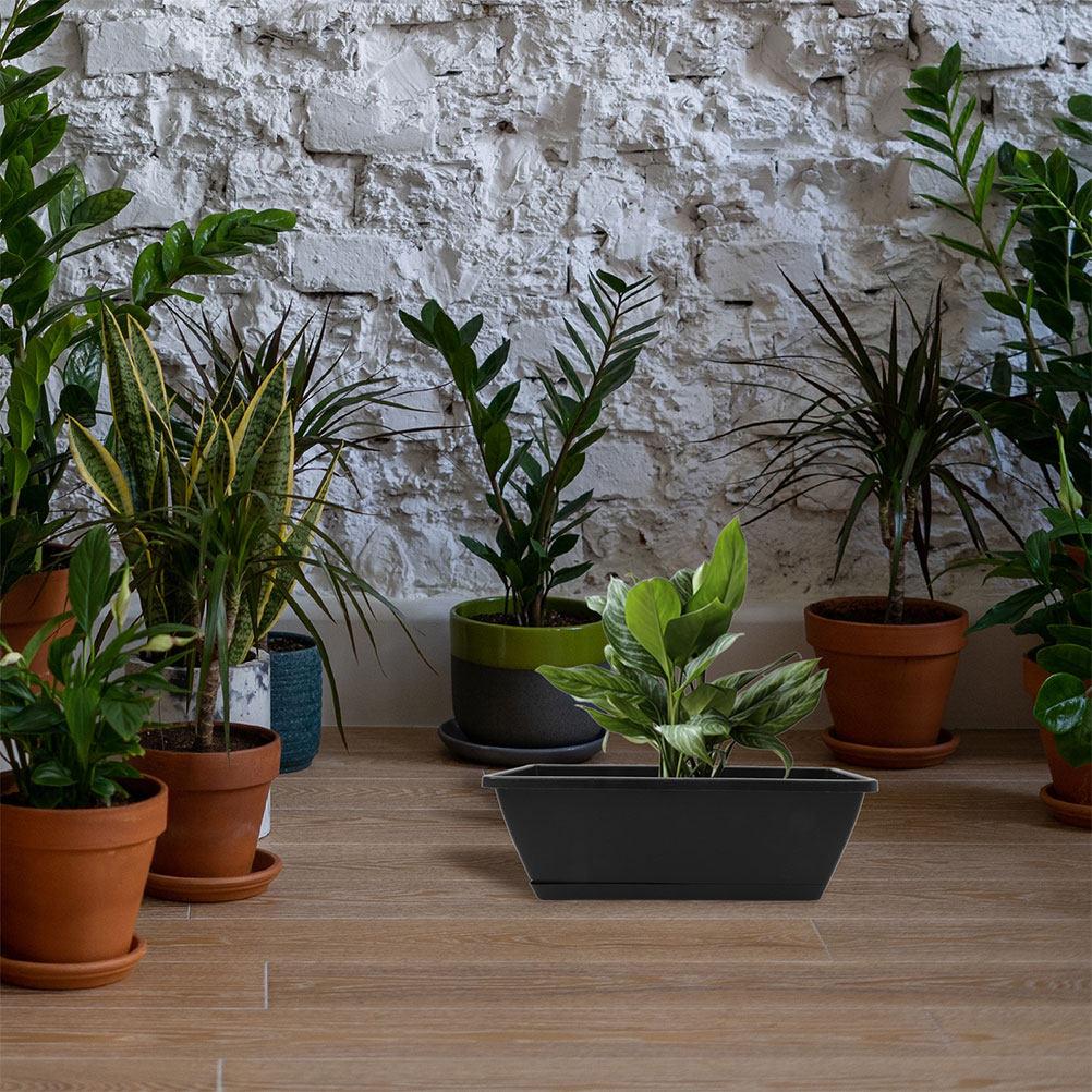 4pcs 50cm Extra Large Rectangular Planting Flower Pot Garden Pots Window Box Planter Vegetable Growing Container With Water Tray