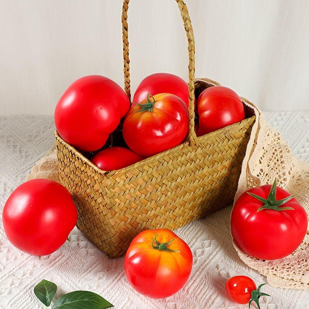 5pcs Mini Artificial Tomato Ornament Lifelike Handicrafts Simulation Tomato Model Plastic Fake Vegetables Props giallo
