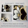 3pcs  Abstract Love Floral Design Print Pattern Bedding Set 1 Quilt Cover + 2 Pillowcases, No Core Retro Simple,