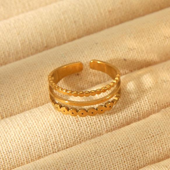 Inel deschis contemporan european și american din oțel inoxidabil placat cu aur de 18k pentru femei - Bijuterii versatile, elegante cu personalitate