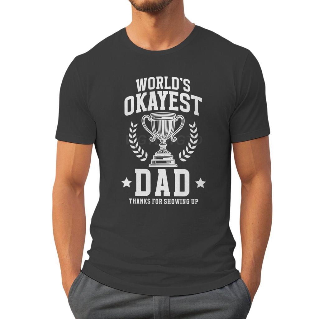 Father's Day Shirt World's Okayest Dad Printed T-shirt for Men Daughter's Gift for Father Crew Neck Top Tie-dye Men's Clothing